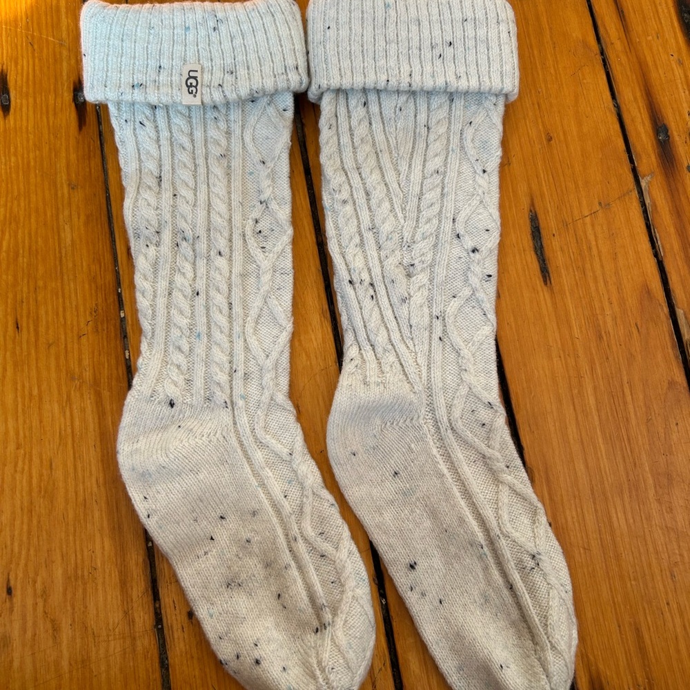 UGG Women Cream Speckled Knit Boot Socks